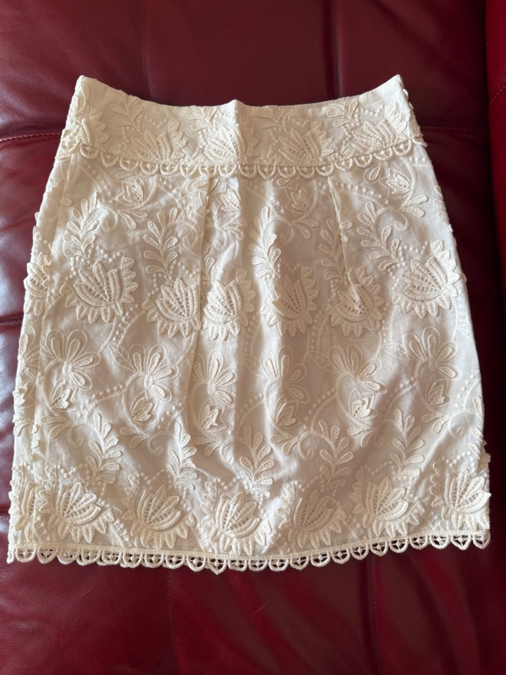 Embroidered Lace Mini Skirt White Cotton Summer Festival Beach Skirt